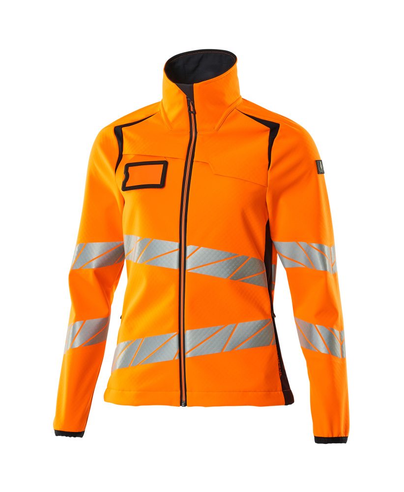 Mascot Damen Accelerate Safe Warn-Softhelljacke – orange/schwarzblau