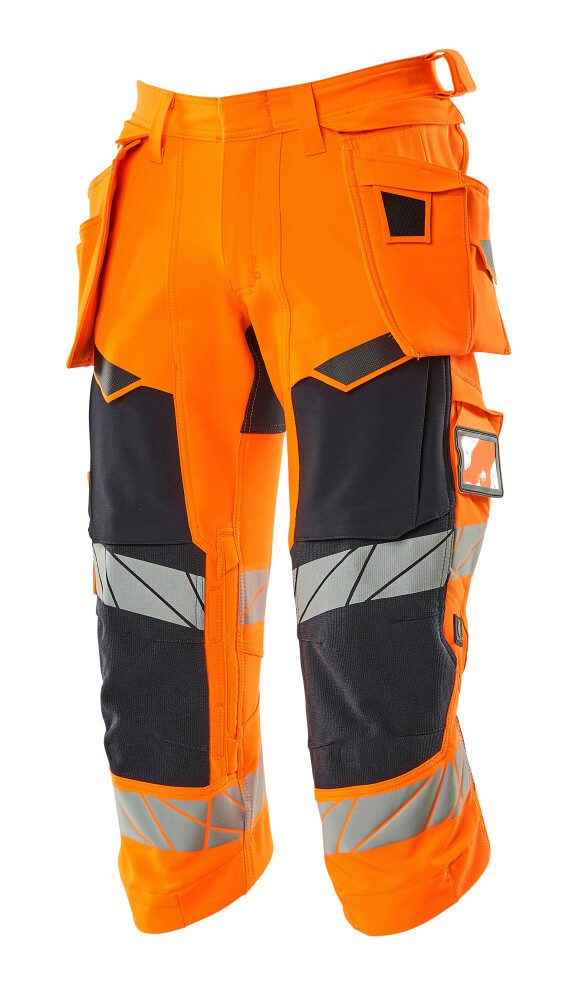 Mascot Accelerate Safe Warn-Dreiviertel-Hose – orange/schwarzblau