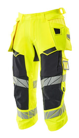 Mascot Accelerate Safe Warn-Dreiviertel-Hose – gelb/schwarzblau