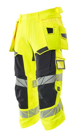 Mascot Accelerate Safe Warn-Dreiviertel-Hose – gelb/schwarzblau