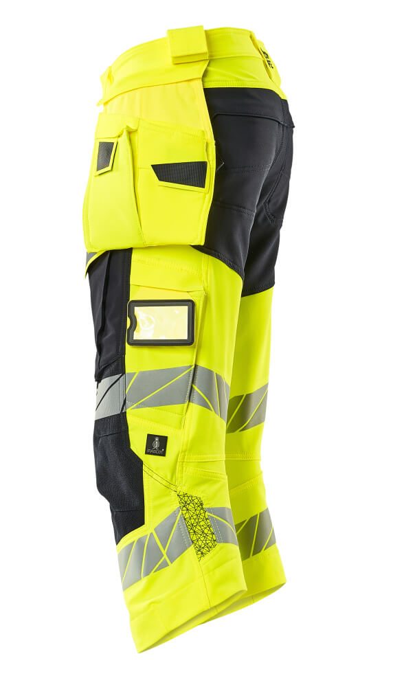 Mascot Accelerate Safe Warn-Dreiviertel-Hose – gelb/schwarzblau