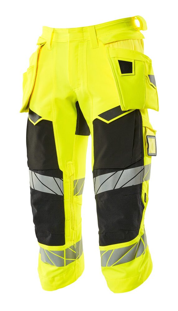Mascot Accelerate Safe Warn-Dreiviertel-Hose – gelb/schwarz