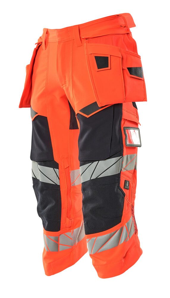 Mascot Accelerate Safe Warn-Dreiviertel-Hose – rot/schwarzblau