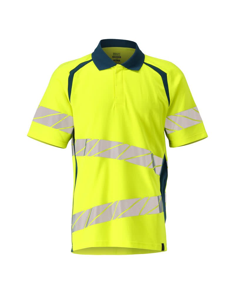 Mascot Accelerate Safe Warnschutz Polo-Shirt – gelb/dunkelpetroleum