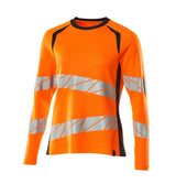 Mascot Damen Accelerate Safe Warn-Langarmshirt – orange/schwarzblau