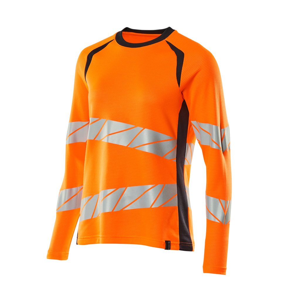 Mascot Damen Accelerate Safe Warn-Langarmshirt – orange/schwarzblau