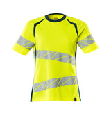 Mascot Damen Accelerate Safe Warnschutz T-Shirt – gelb/dunkelpetroleum