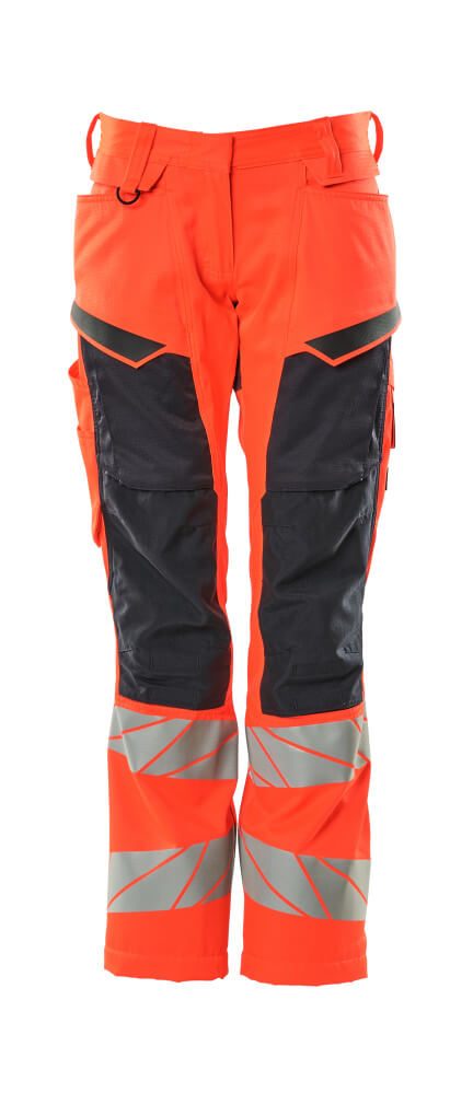 Mascot Damen Kl.2 Accelerate Safe Warnsch Bundhose – rot/schwarzblau