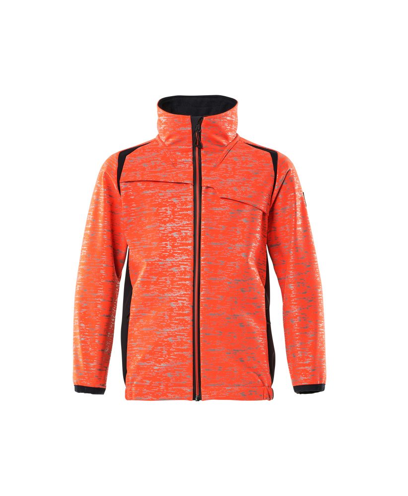 Mascot Accelerate Safe Kinder HiVis Softshelljacke – rot/schwarzblau