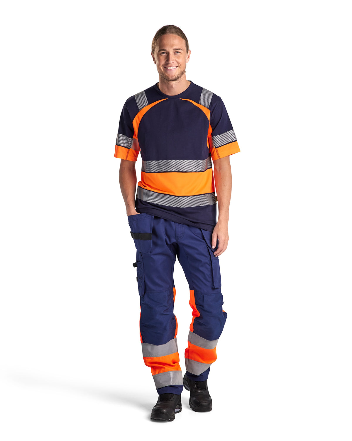 Blåkläder 1558 Warnschutz Stretch Handwerkerhose – marine/orange