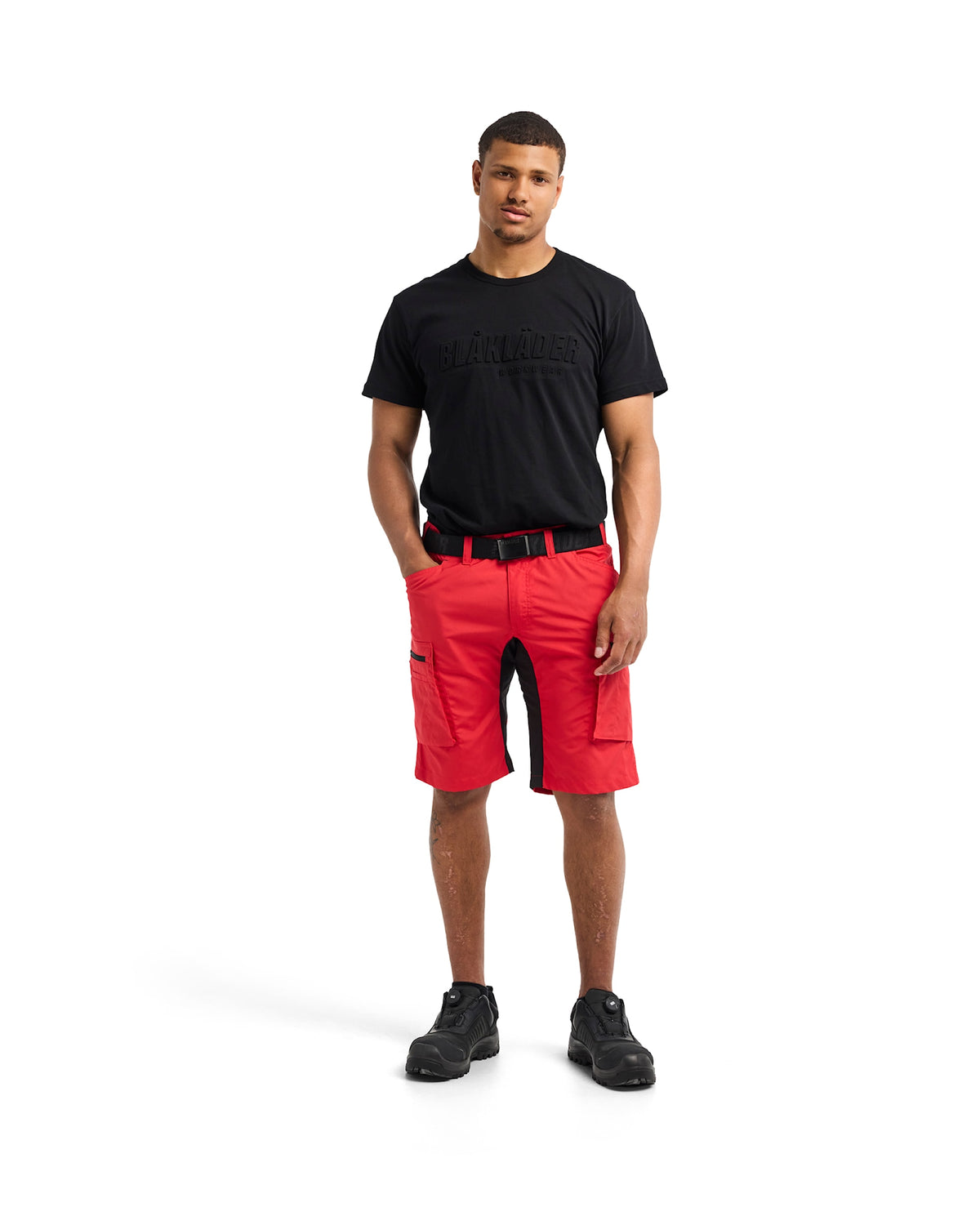 Blåkläder 1449 Service-Shorts Stretch – rot/schwarz