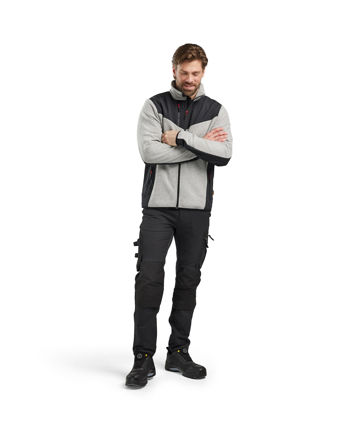 Blåkläder 5942 Strickjacke – grau-melange/schwarz