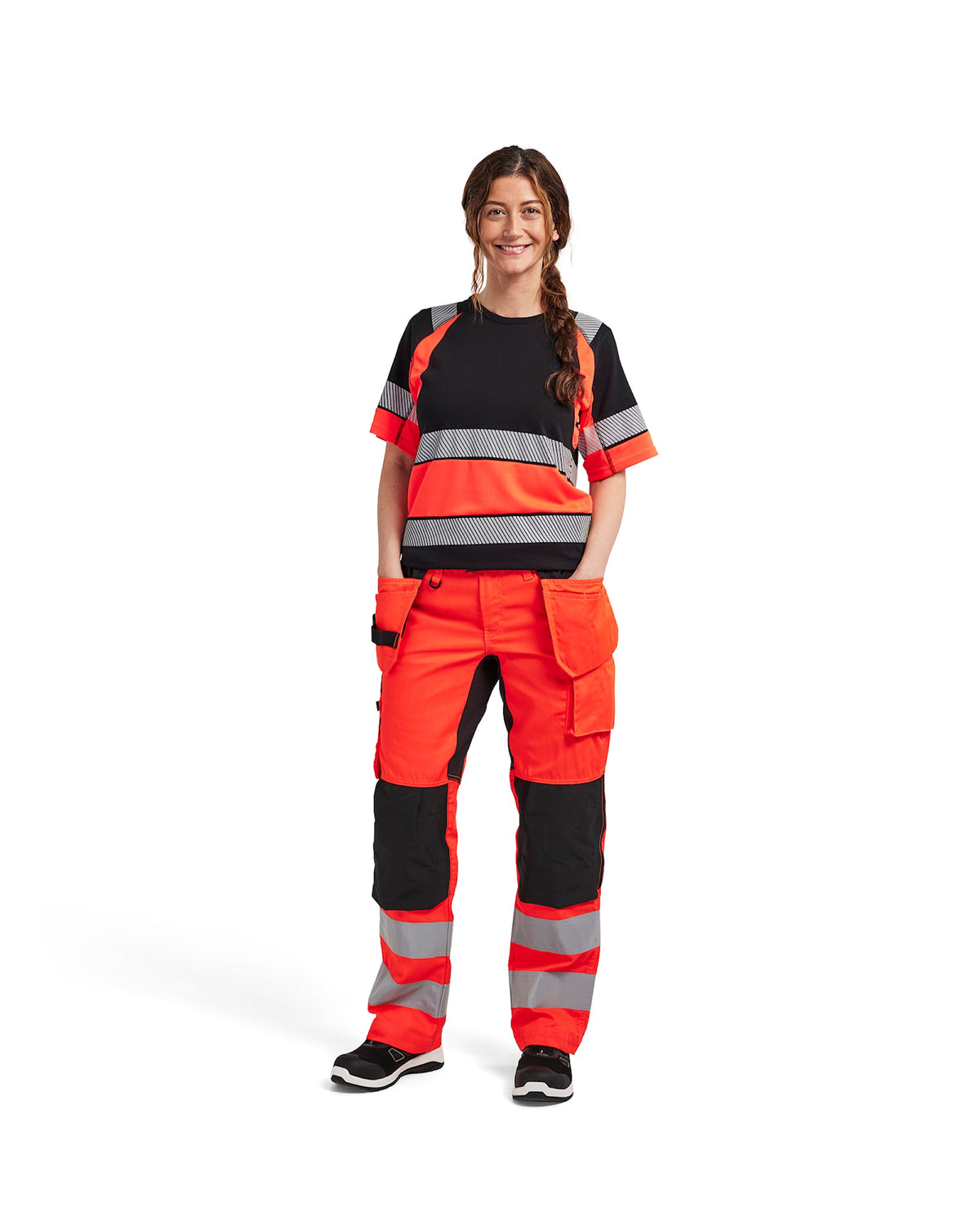 Blåkläder Damen 3410 Warnschutz T-Shirt – schwarz/rot