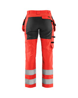 Blåkläder Damen 7163 Warnschutz Handwerkerhose – rot/schwarz