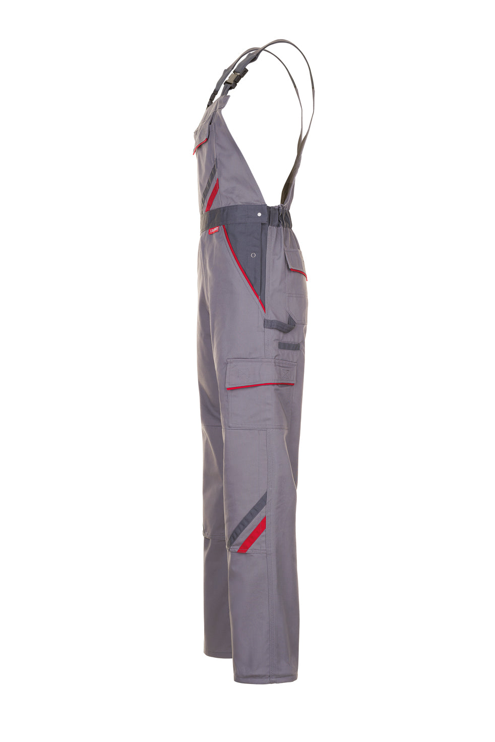 PLANAM Highline Latzhose zink/schiefer/rot