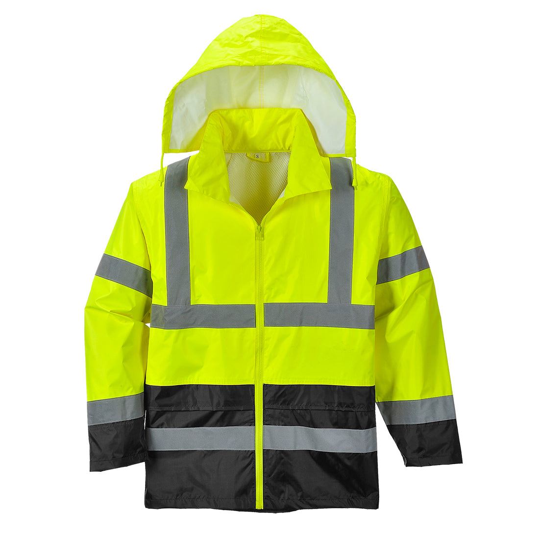 Portwest H443 Kontrast Warnschutz PVC-Regenjacke – gelb/schwarz